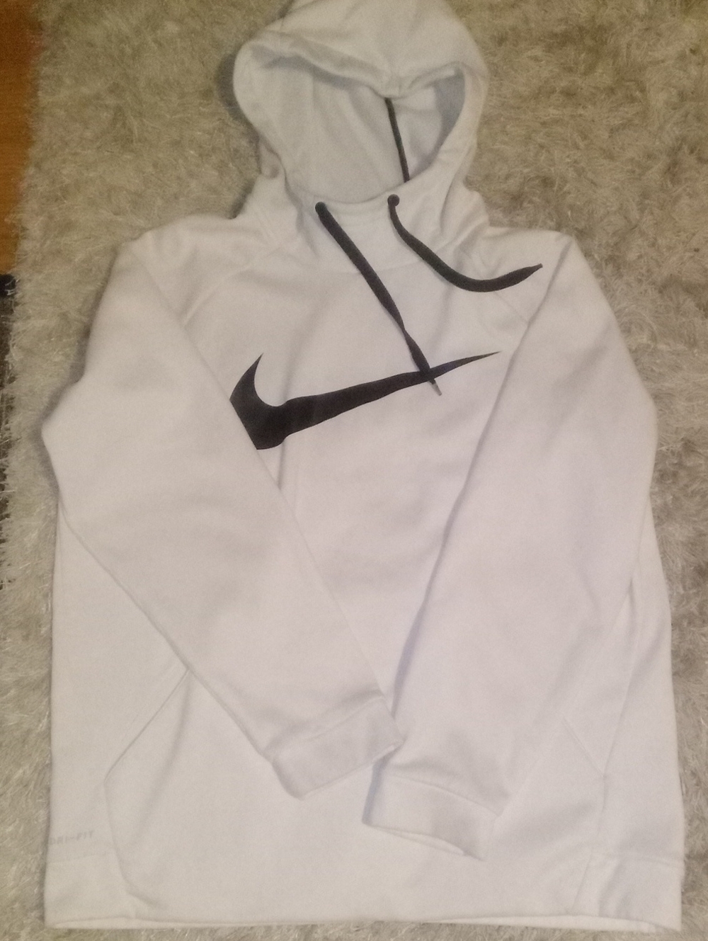 Nike White Zip-Up Hoodie with Black Swoosh